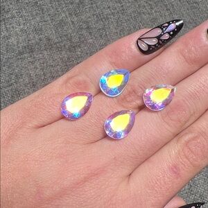 4 Iridescent Angel Aura Teardrop Unidentified Loose Gemstones